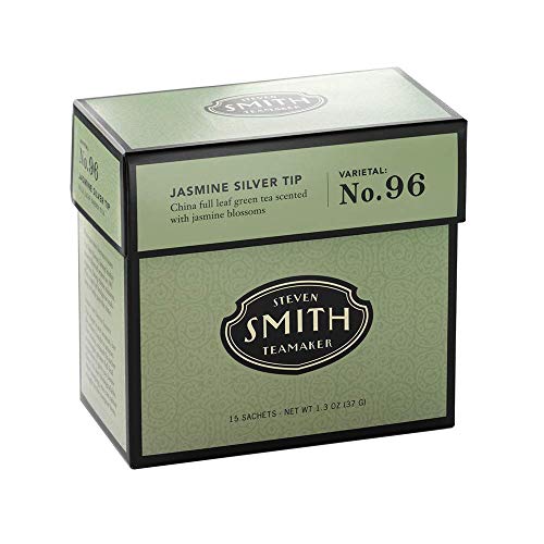 Smith Teamaker | Jasmine Silver Tip No. 96 | Caffeinated Green Tea With Jasmine Blossoms | Scented Full Leaf Green Tea (15 Sachets, 1.3Oz Each) #TOP9