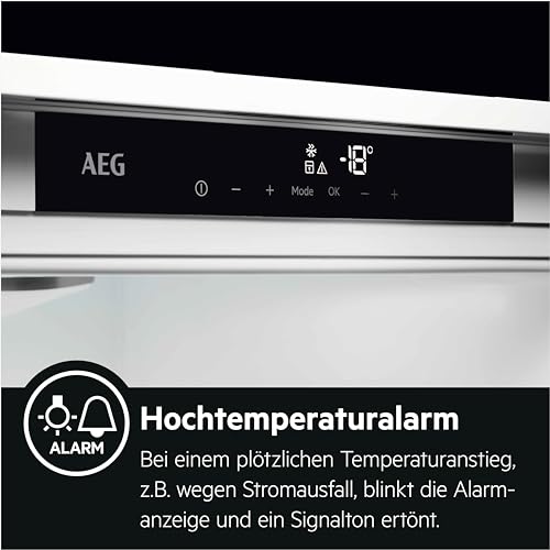 AEG Einbau-Gefrierschrank 88cm, Serie 6000 LowFrost: weniger Eisbildung für leichteres Abtauen, 4-Sterne Gefrierraum 98L, LCD-Display, Schnell-Gefrier-Funktion, Temperaturalarm, Festtür, TAB6L88EF
