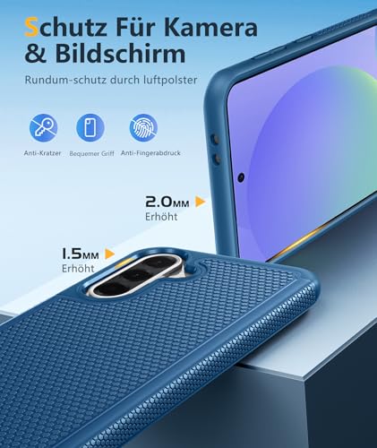 Image of FNTCASE for Galaxy A36-5G Phone Case - A56-5G Military Grade Drop Protection, 14ft Drop Tested, Screen Protector Included, Anti-Slip Matte Textured, TPU+PC Dual Layer Shockproof Cover (Blue)