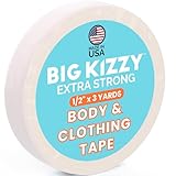 Big Kizzy Extra Strong Body and Clothing Tape Roll, Clear Hypoallergenic Double Sided Fashion Tape for Women - for Clothes, Dresses, Skin, Fabric, or Hems (1/2' x 3 yds)
