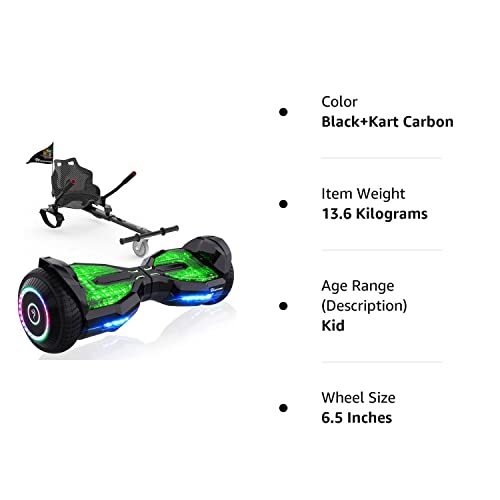 EVERCROSS Hoverboard, 6.5'' Hover Board with Seat Attachment, Self Balancing Scooter with APP, Bluetooth Hoverboards for Kids & Adults, UL 2272