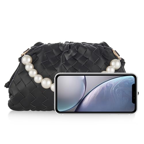 UPSONG Woven Dumpling Crossbody Bag for Women PU Leather Cloud Handbag Clutch Purse Soft Shoulder Bags with Detachable Strap