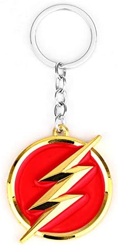 TUDUDU Dc Comics The Flash Gordon Lightning Key Chain Red Gold Logo Keychain Keyring For Men And Woman Fans