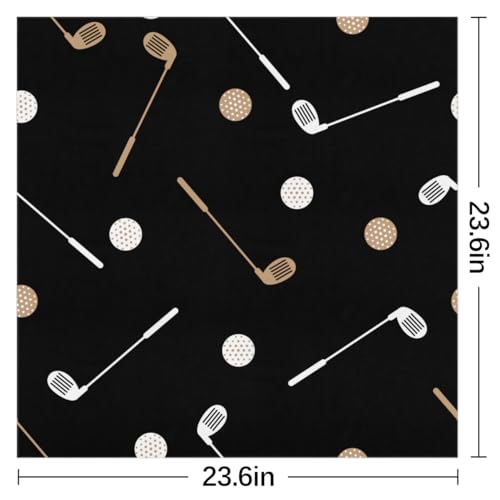 Black Golf Club Square Silk Scarf for Women Lightweight Head Scarf Neck Scarf Hair Wrap for Spring Summer Fashion Accessory 23.6 x 23.6 Inch2