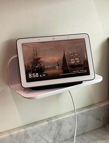 Elhook Made In Usa White Stick-On Removable Floating Wall Shelf Textured Abs Molded Plastic With Lipped Edges And Cord Managment | Designed For Stick-On Adhesives Or Screws #TOP2