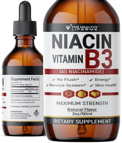 The Healthy Life 4 ME Vitamin B3 Niacinamide Liquid | 20mg Serving 60 Days Supply | Vitamin B Liquid Drops | 2oz Clear