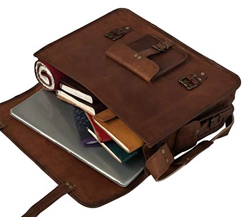 Cuero CUERO-017 18 Inch Retro Goat Leather Laptop Messenger Bag Office Briefcase College Bag thumb #4