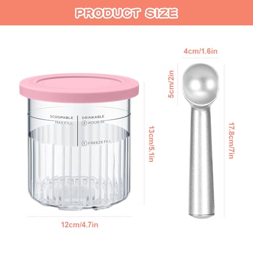 Hojalis Creami Behälter, 4 Stück 800ml Creami Pints und Deckel, BPA-Frei, Eisbehälter für Speiseeis mit Löffel Geliefert, Creami Deluxe Behälter für Ninja NC501 NC500-Serie, Spülmaschinenfest