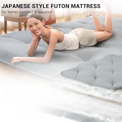 Image of Deevine Craft Quilt Cotton Floor Bed Mattress, Foldable,Rollable Movable Single Bed Comfort Gadda 1 Sleeping Capacity, S Quilted Design (Light Grey, Single Bed 72X36X5 Inches)
