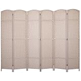 Room Divider 6 Panel 5.6 FT Tall Privacy Screen Waterproof Wood Frame Partition Room Dividers and Folding Privacy Screens Freestanding Wall Divider Indoor and Outdoor for Portable Room Separation