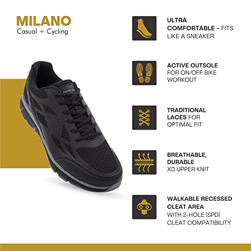 Tommaso Men's Indoor Cycling/Commuter Urban Walkable Cycling Shoe, Compatible with SPD Cleat - Black/Grey - 47