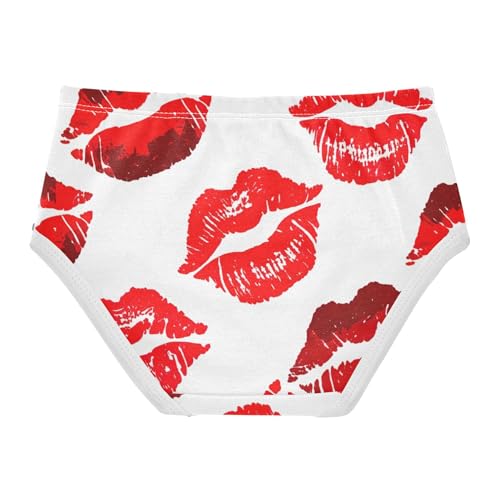 Designer Girls Underwear Toddler 2t Cotton Girl Panties Cute Red Kiss Marks White Underpants Briefs2