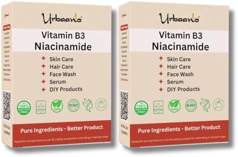 Urbaano Herbal - Niacinamide Powder (Vitamin B3) For Making DIY Cream, Serum & Skin Care. "Helps To Minimize Pores, Balance Oil Production, Wrinkles, Fine Lines" 200gm