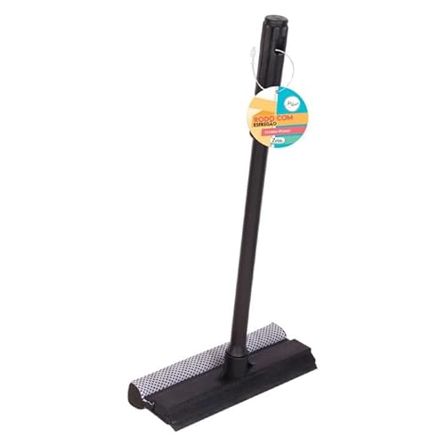 Rodo Limpa Vidros com Esfregão - Rodo Médio Multifuncional para Carros e Espaços Pequenos (Preto)