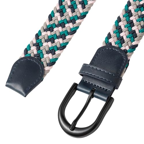 Image of Mile High Life | Braided Stretch Elastic Belts | Pin Oval Solid Black Belt Buckle | PU Loop End Tip Men /Women /Junior Belt