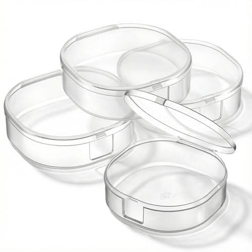 4 supporti quadrati in plastica e cotone, portatili, per rimuovere il trucco, palline di cotone, palline di cotone, palline di filo interdentale, perline e piccoli oggetti