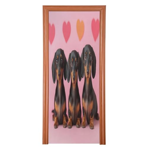 FLildon Three Friendly Dogs Door Cover Decoration, Party Accessory Porch Decor for Festive Ornament Room Door Covers 32 x 79 Inch
