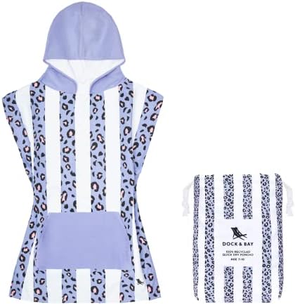 Dock & Bay Ponczo z kapturem - dla dzieci - wysoce chłonne, szybkoschnące - zawiera torbę - dla dzieci - Lively Leopard, Extra Small (Age 2 do 4)