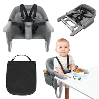 Froadp Seggiolino da Tavolo Pieghevole Bebè con Cinghie di Fissaggio Sicure per Casa o in Viaggio Mesi Bambini Seggioloni Portatile con Barre di Montaggio Regolabili Adatto dai 6 ai 36 (Grigio)