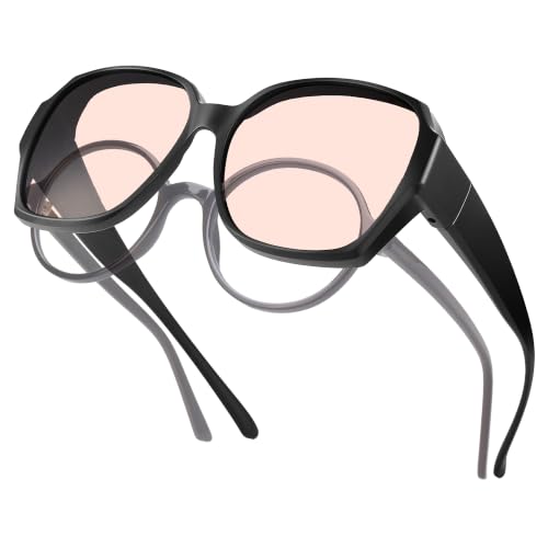 Image of Fluorescent-41 Rose Tinted Fit Over Blue Light Blocking Glasses for Migraine, Light Sensitivity, Photophobia JF7202