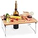 INNOSTAGE Portable and Foldable Wine and Snack Table for Picnic Outdoor on The Beach Park or Indoor Bed-2 Positions