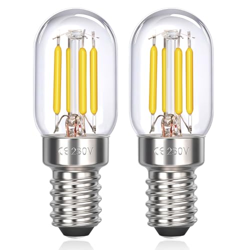 Akynite Ampoule Frigo LED E14 3W Blanc Froid 6000K 300LM, AC 230V, Lampe Refrigerateur E14 25W équivalente, T22 E14 Petite Filament LED pour Frigo Hotte Machine à Coudre, non-dimmable, lot de 2