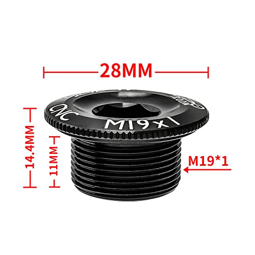 Image of 1 Piece Bike Crankset Arm Bolt Aluminum Alloy Bicycle Crank Arm Screws Crank Fixing Bolt Axis Nut Cover (M19*11mm -Black)