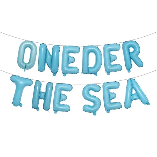 Image of Oneder The Sea First Birthday Decoration Oneder The Sea Party Favors Under The Sea Mermaid Party Backdrop Party Supplies Favors Balloon 1st Birthday Girl Decorations (ONEDER THE SEA Light Blue)