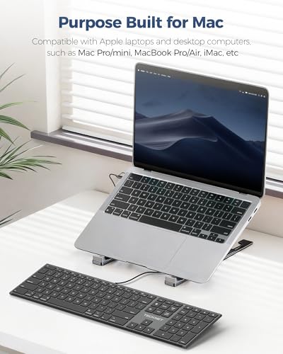 Image of TECKNET Wired Keyboard for Mac, USB & Type-C Dual Interface, Silent Click | Ultra-Slim Keyboard, Full Size with Numeric Keypad, Compatible with Apple MacBook Pro /Air, iMac Pro /mini