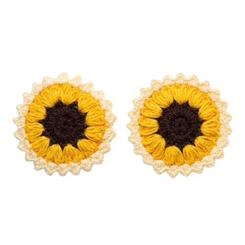 Image of eCraftIndia Sunflower Handmade Crochet Flower Decorations Pack (Dark Yellow) | Gift for Diwali Housewarming Birthday