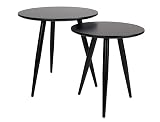 GRANA HOME James, Beistelltischduo aus MDF Holz mit Pulver beschichteten Metallbeinen, Matt Schwarz, Daven, Skandinavisches Design, Rund, Elegant. Sofa Beistelltisch im Wohnzimmer, Büro, Schlafzimmer.