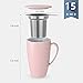 Sweese 201.108 Porcelain Tea Mug with Infuser and Lid, 15 OZ, Pink
