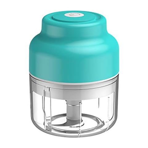 Shenghuo Mini Food Chopper Processor, Portable Small Electric Garlic Chili Pepper Meat Vegetable Mincing Maker Wireless Blender +USB Cable (Blue, 250ML) Cover