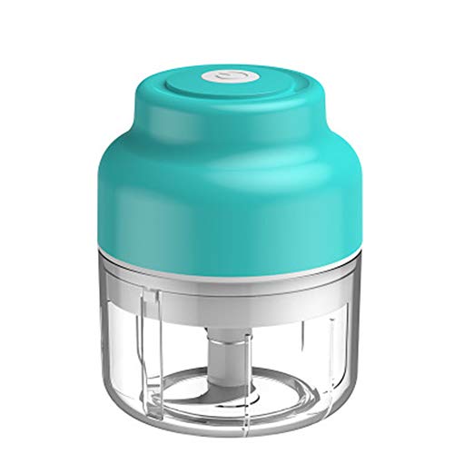Shenghuo Mini procesador de picadora de alimentos, portátil pequeño eléctrico ajo, chile, pimienta, carne, verduras, picadora inalámbrica, cable USB (azul, 250 ml) Cover