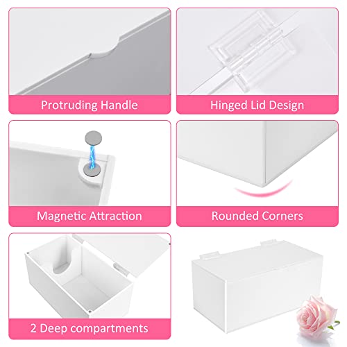 ChengFu Acrylic Magnetic Sanitary Napkin Storage Container, Pad Holder for Period, Sanitary Napkin Holder, Pad and Tampon Holder for Bathroom, Sanitary Napkin Dispenser, White - Thumbnail 6