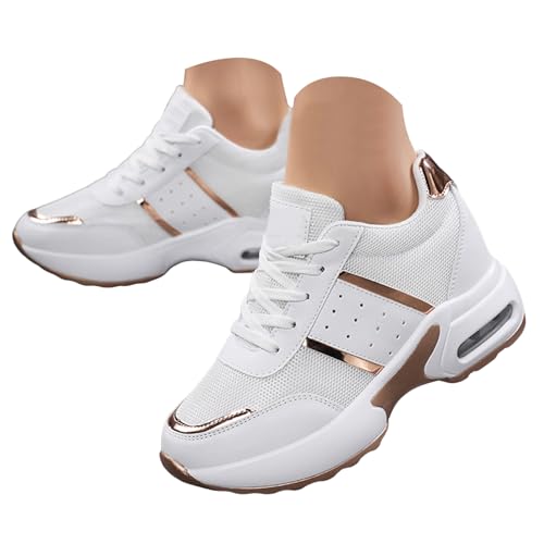 Women's Chunky Platform Comfort Orthopedic Wedge Walking Shoes Fashion Breathable Lace Up Casual Non-Slip Running Shoes with Arch Support Flatform Air Cushion Outdoor Sports Sneakers