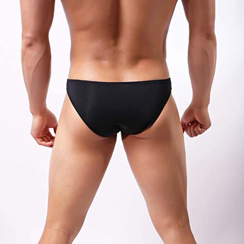 Mens Sexy Open Front Bikini Briefs Low Rise Underwear Hole In Front Breathable Ice Silk Jockstrap Thong Panties4