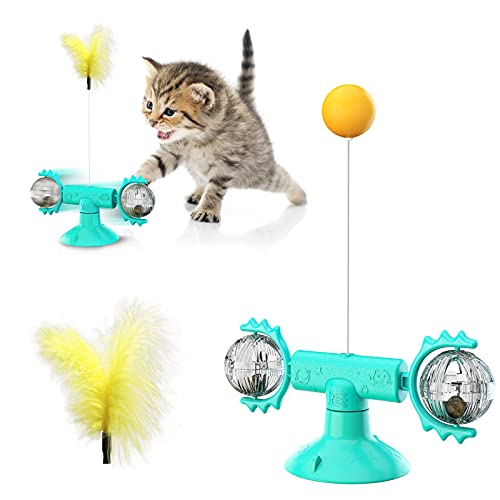 Interaktive Katzen Spielzeuge Federspielzeug Katzen PäDagogisches Haustier Mit Katzenminze Ball Und Feder 360° Drehung Ausbildung Spielzeug Geeignet Als Katzen Geschenke Cover