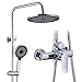KeeGone Duschsystem mit Armatur Höhenverstellbare Dusche ohne Thermostat 26 cm Großflächen Regendusche & 3-funktion Handbrause Edelstahl Duschsystem Set