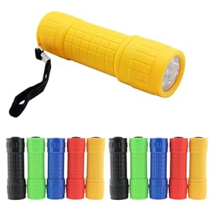 PLLYPE 10 Stück Mini Taschenlampe Kinder, Mini LED Taschenlampe mit 9 LED, Taschenlampe Schlüsselanhänger Klein, Farbige Camping Handlampe für Camping Outdoor Wandern Notfälle