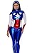 Forplay Women's Petite Star Spangled Hero Catsuit with Stripe Waist and Headband, Royal, Small/Medium