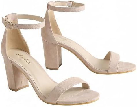 Ankis Heels for Women Open Toe Ankle Strap Chunky Heel Sandals 2....