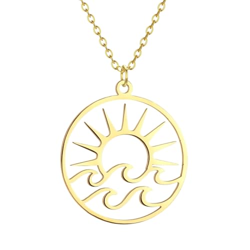 Regalo de cumpleaños para Amantes: Conjunto de Collar de Sol y Olas Calado Romántico 5