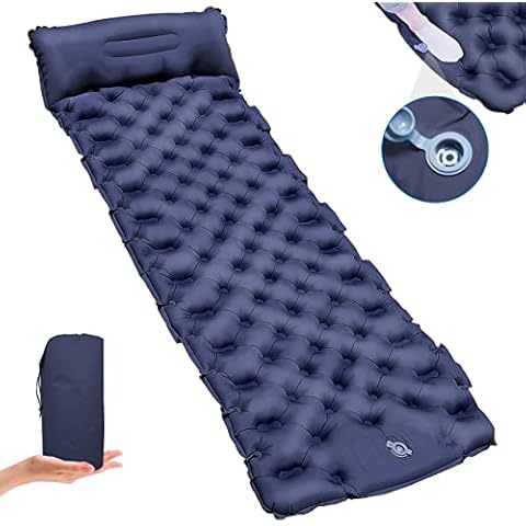 BIGMEDA Self-Inflating Sleeping Pad, Ultralight Inflatable Sleeping Pad with Pillow, Built-in Pump Foot Press Waterproof Durable Camping Sleeping Pad for Backpacking, Hiking, Traveling (Dark Grey) Cover