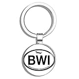 HJ Media Oval BWI Baltimore Washington Airport Code (Jet Fly air hub Pilot md) Metal Round Metal Key Chain Keychain Ring