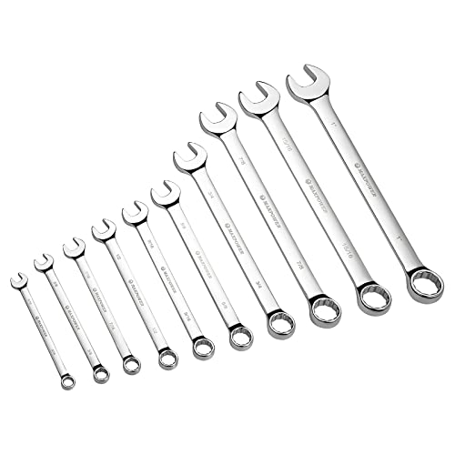 Image of MAXPOWER 10PCS SAE Combination Wrench Set, Professional Open and Box End Spanners with Mirror Finish, Made with Forged and Heat-Treated Cr-V Steel, 12-Point Design, Size Includes 5 /16in - 1in