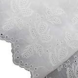 Trimscraft 13-3/4 Inches Wide Cotton Embroidered Fabric Lace Trimming Eyelet Floral Pattern by 2 Yar