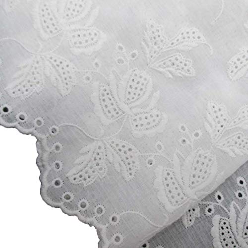 Trimscraft 13-3/4 Inches Wide Cotton Embroidered Fabric Lace Trimming Eyelet Floral Pattern By 2 Yards #TOP10