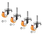 MyyYiTar 0.5 inch M4 Stem Casters M4x15 Bolt Threaded Wheel,TPR Mute Rubber Swivel Single Caster Screws in Wheels Small-Orange