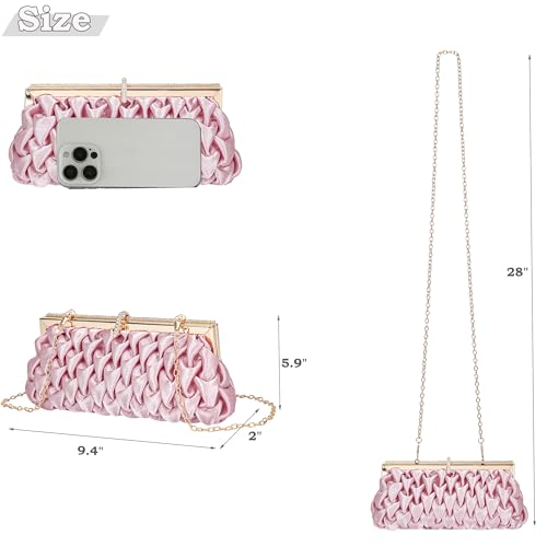 Image of Classic Satin Clutch Bag Diamante Embellished Formal Evening Handbag for Wedding Prom Party Purses